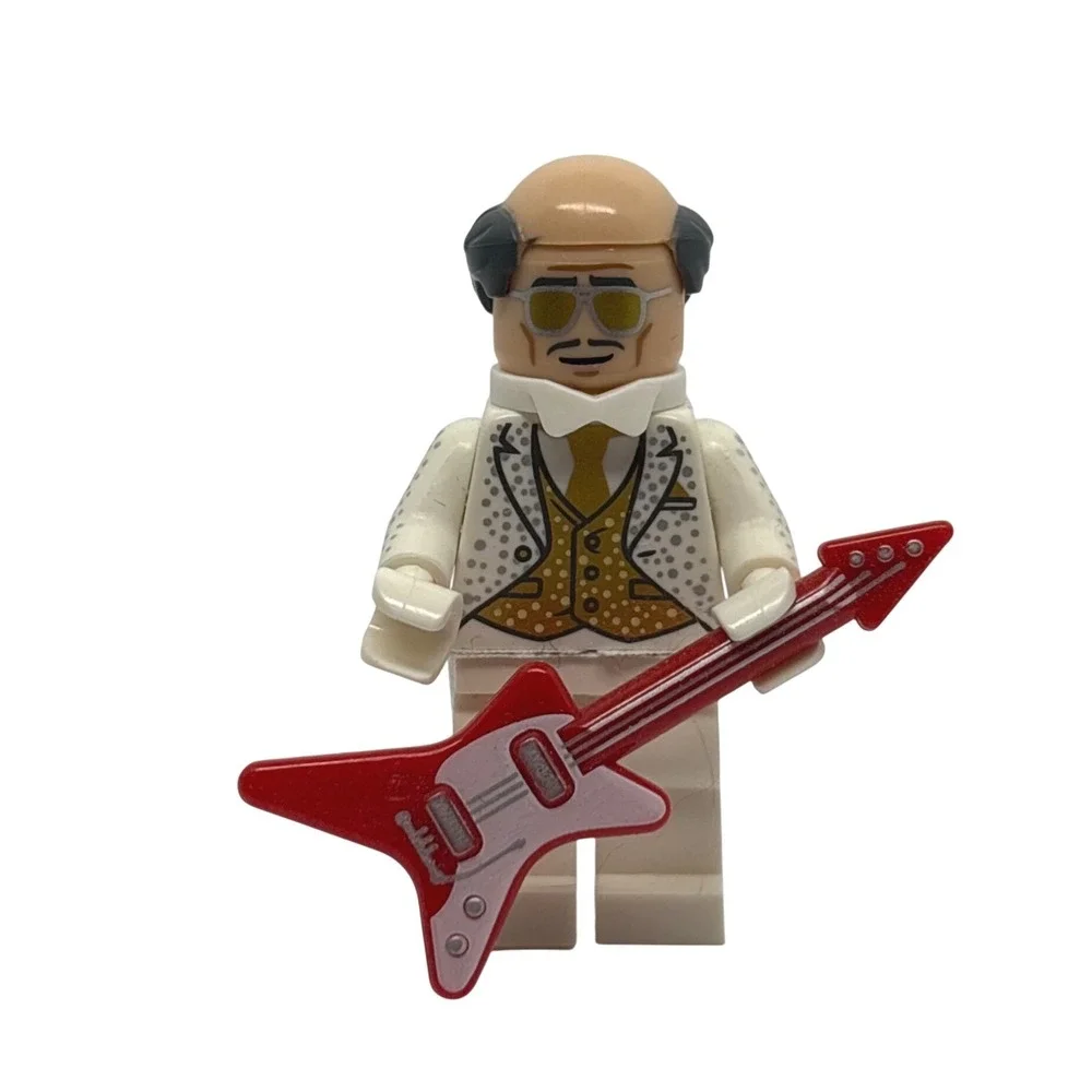 Batman Disco Alfred Pennyworth Lego Minifigure Lounge Singer Rock Star Guitar